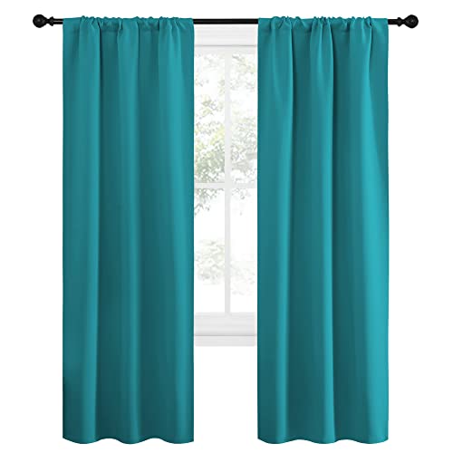 Peacock Blue Blackout Curtains Panels for Window (Peacock Blue / 34"W x 72"L (Pack of 2))
