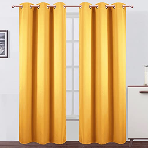 Yellow Thermal Blackout Curtains (Yellow / 42"W x 95"L (Pack of 2))