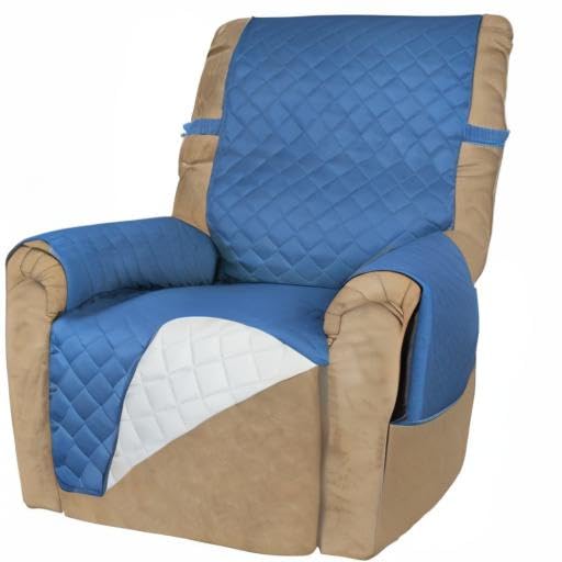 Reversible Recliner Chair Covers Couch Covers for Dogs (Small Recliner / Blue/Ivory)