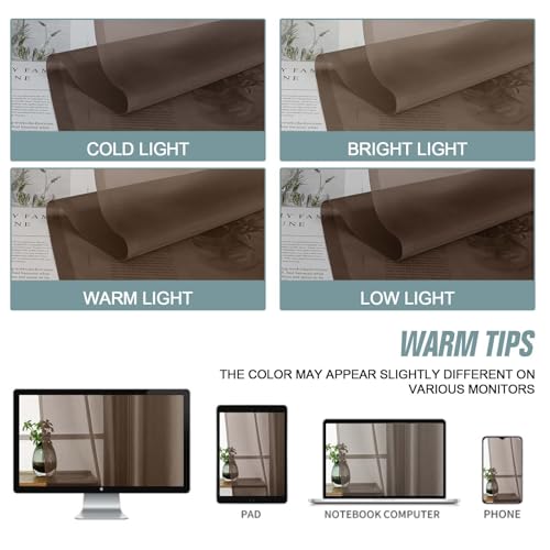 Chocolate Sheer Curtains for Window 72 inches Long 2 Panels Set (42"W x 72"L (Pack of 2) / Chocolate)