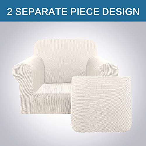 2 Pieces Armchair Cover Chair Slipcovers with Arms Furniture Protector Cover Fit Width Up to 47 Inch (Small / Ivory)