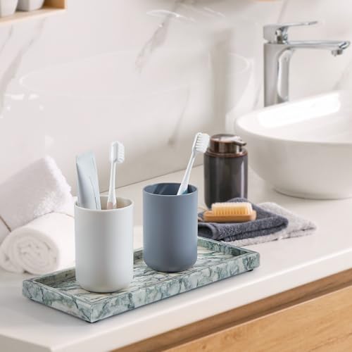 Natural Marble Vanity Tray (Cyan-green / 11.8" x 5.1" x 0.8")