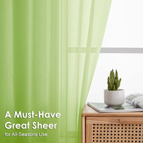 Sheer Curtains 84 Inches Long 2 Panels Set (Lime / 42"W x 84"L (Pack of 2))