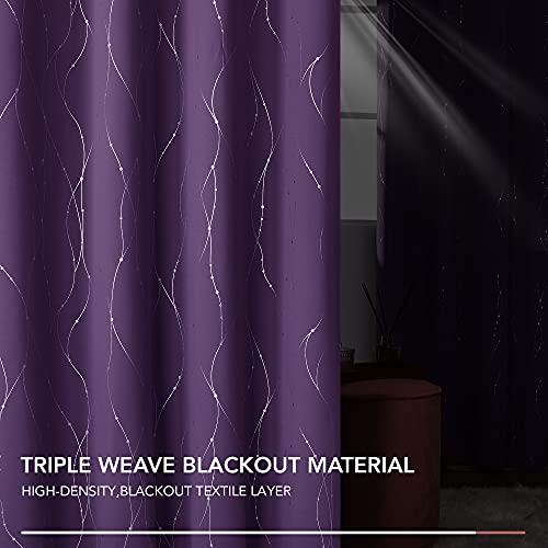 Living Room Curtains 45 Inches Long (Purple Grape/Wave Dots / 38"W x 45"L (Pack of 2))