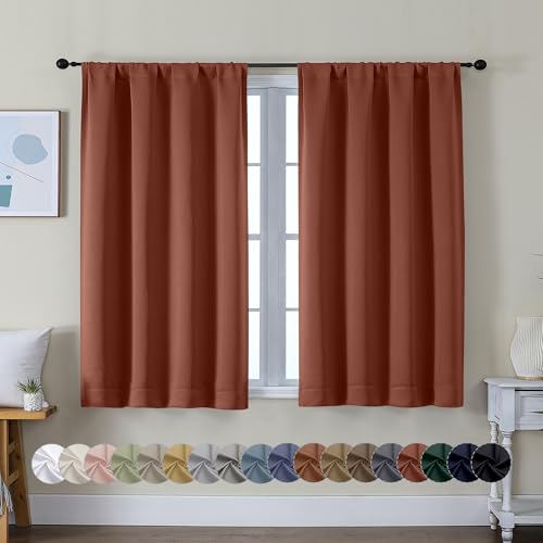 Ava Terracotta Short Blackout Curtains for Bedroom 45 Inches Long 2 Panels Set (Terracotta / 40"W x 45"L (Pack of 2))