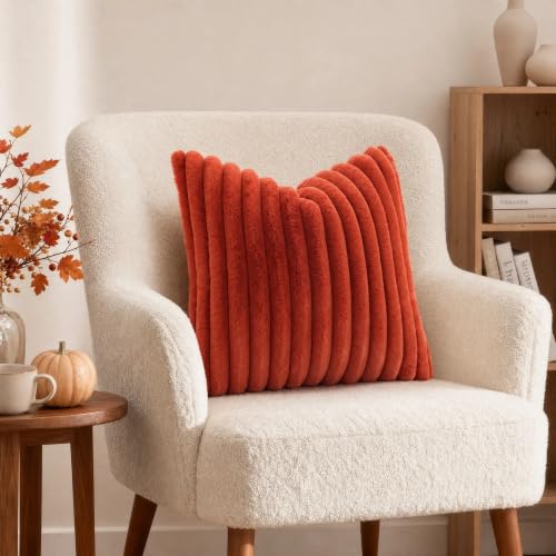 Fall Faux Fur Throw Pillow Covers 26x26 Set of 2 Rust (Rust / 26" x 26" (Pack of 2))