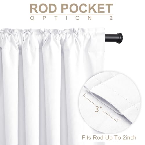 Bright White Total Blackout Curtains for Bedroom 84 Inch Long (Alba | Bright White / 50"W x 84"L (Pack of 2))