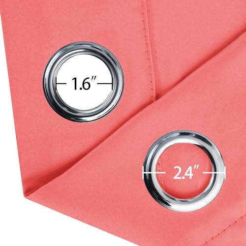Coral Blackout Curtains 42 x 54 Inch Length Set of 2 Panels Grommet Bedroom Curtains for Living Room (Coral / 42"W x 54"L (Pack of 2))
