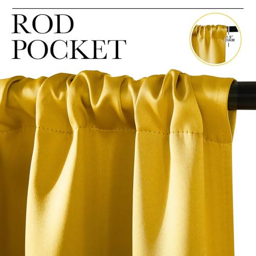 Gold Blackout Cafe Faux Silk Curtains for Small Windows (Gold / 42"W x 63"L (Pack of 2))