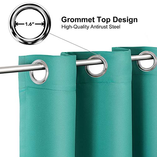 Blackout Curtains for Bedroom and Living Room 63 Inches Long (52"W x 63"L (Pack of 2) / Teal)