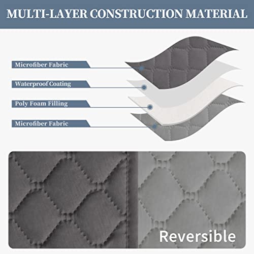 Double Protection 100% Waterproof Sofa Covers for Living Room (Gray/Light Gray / Sofa Large)
