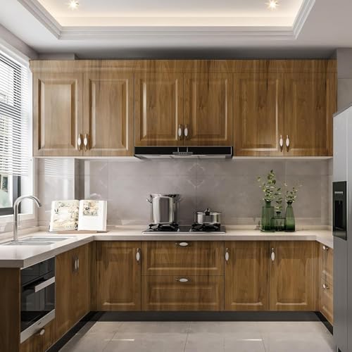 Wood Grain Contact Paper Peel and Stick Walnut Wallpaper Thicken Vintage (Light Brown / 23.6" x 197")