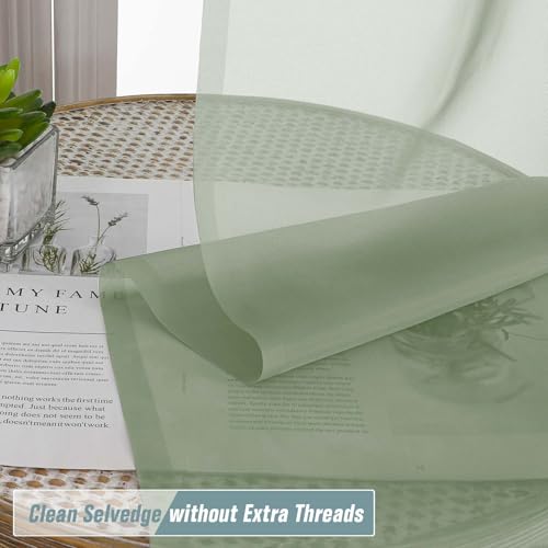 Sage Green Small Sheer Curtains Tier 24 Inches Length 2 Pieces (42"W x 24"L (Pack of 2) / Sage Green)