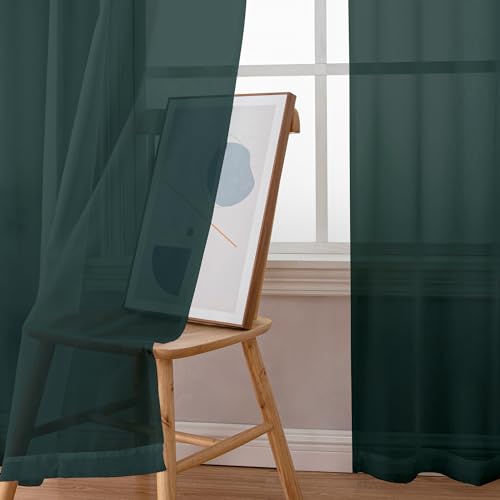 Hunter Green Sheer Curtains 96 inches Long 2 Panels (Hunter Green / 42"W x 96"L (Pack of 2))