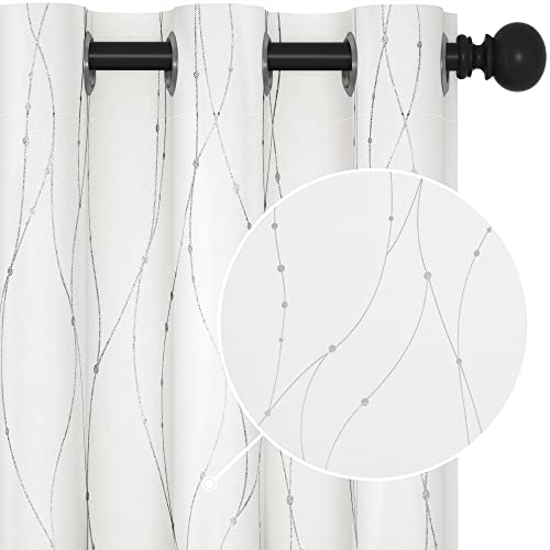 Living Room Curtains 63 Inches Long (Pure White/Wave Dots / 38"W x 63"L (Pack of 2))