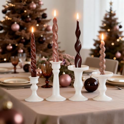 4Pcs Dark Brown Taper Candles 7.87in (Brown Mocha Taper Candles)