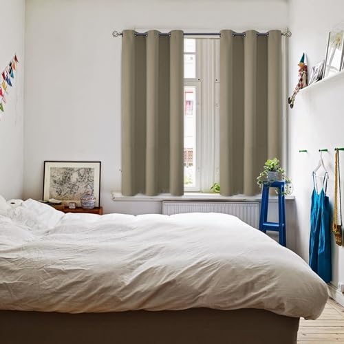 Short Curtains for Small Window 54 Inch Long (Cocoa / 38"W x 54"L (Pack of 2))