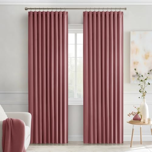 Dusty Rose Back Tab Blackout Curtains 52x84 Inch Length 2 Panels Set (Dusty Rose / 52"W x 84"L (Pack of 2))