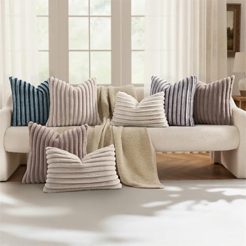 Fall Faux Fur Throw Pillow Covers 20x20 Set of 2 Brown White (Brown White / 20" x 20" (Pack of 2))