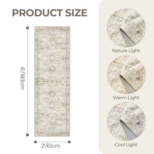 Washable Runner Rugs for Bedroom (Grey/Yellow / 2' x 6' (Runner))