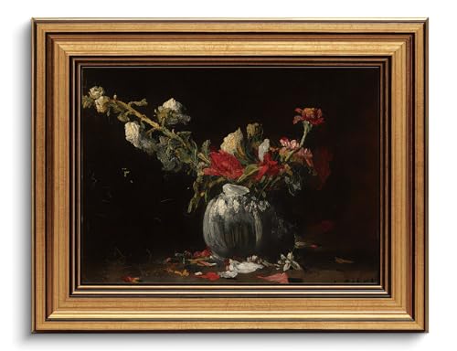 Fading Flowers Vintage Gold Framed Wall Art 8x10 inch (27-Dark floral / 8x10)