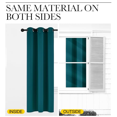 Teal Blackout Cafe Faux Silk Curtains for Small Windows (Teal / 42"W x 84"L (Pack of 2))