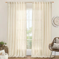 95 Inch Long Semi Sheer Linen Curtains for Living Room 2 Panels Set (Beige / 60"W x 95"L (Pack of 2))