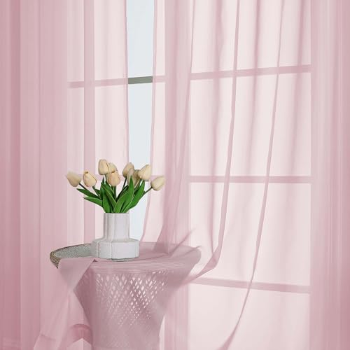 Blush Sheer Curtains 120 Inches Long 2 Panels Set (Blush / 59"W x 120"L (Pack of 2))