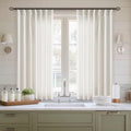Natural Pinch Pleat Linen Kitchen Curtains 45 Inches Long 2 Panels Set (Natural / 40"W x 45"L (Pack of 2))