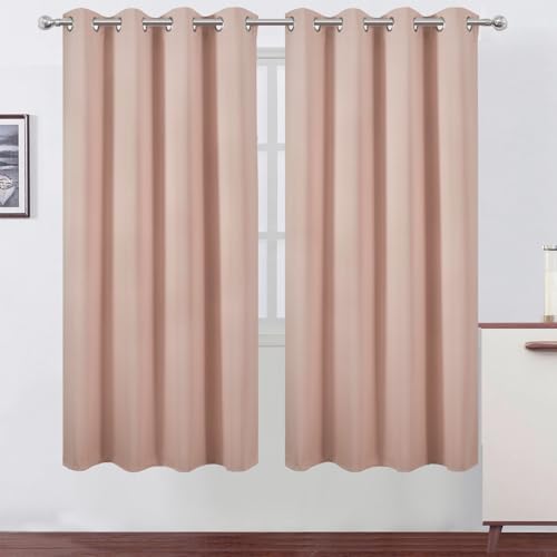 Blackout Curtains 66 x 72 Inch Long Blush Curtains Set of 2 Panels Room Darkening Curtains for Bedroom and Living Room (Blush / 66"W x 72"L (Pack of 2))