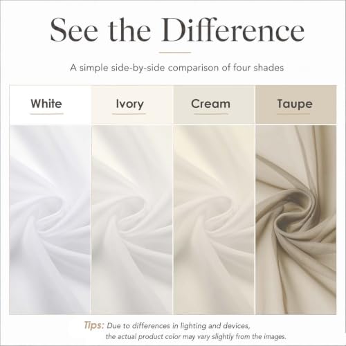 White Sheer Curtains 108 Inch Length 2 Panels Set (White / 42"W x 108"L (Pack of 2))