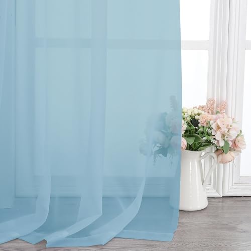 Sheer Sky Blue Curtains 90 inches Long 2 Panels (Sky Blue / 42"W x 90"L (Pack of 2))