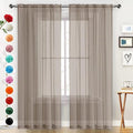 Basic Rod Pocket Sheer Voile Window Curtain Panels Taupe 1 Pair 2 Panels 52 Width 54 Inch Long for Kitchen Bedroom Children Living Room Yard（Taupe (Taupe / 52"W x 54"L (Pack of 2))
