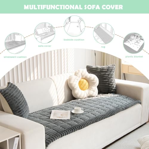 Couch Cover for Dogs Washable Non (Dark Gray / 27.6X59.06)