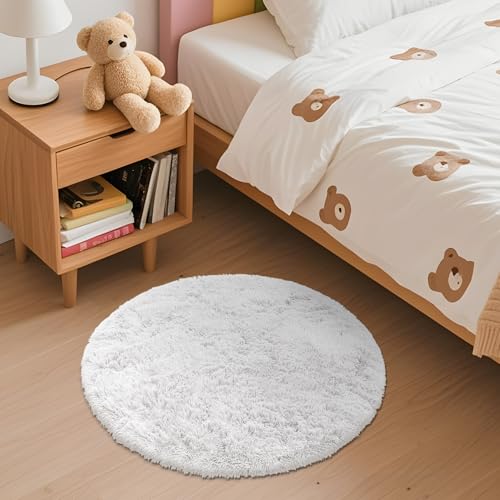 White Round Rugs for Bedroom (2 Ft Round / White)