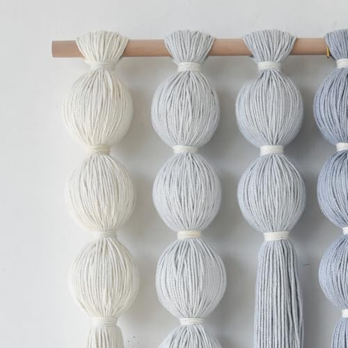 Macrame Wall Hanging Dip Dyed Blue Yarn Wall Art Tassel Decor 27" W*31" L (Blue)