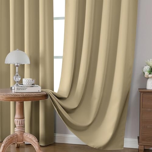 Beige Blackout Curtains 54 inch Length 2 Panels Set (Beige / 52"W x 54"L (Pack of 2))