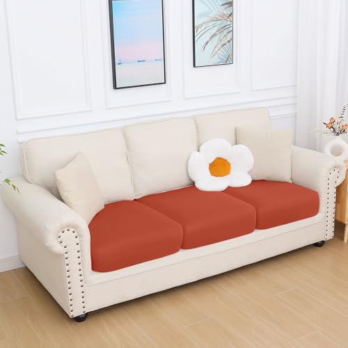Milk Silk Couch Cushion Covers (Rust / Seat Cover 3 Pack)