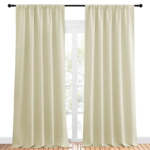 Room Darkening Curtains for Bedroom (Beige / 52"W x 95"L (Pack of 2))
