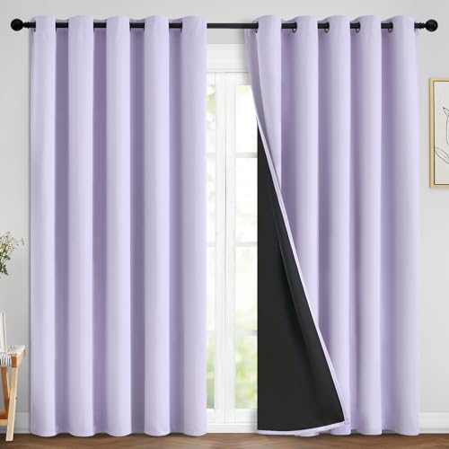 Lilac 100% Blackout Curtains 84 Inches Long for Bedroom 70" Wide (70"W x 84"L (Pack of 2) / Lilac)