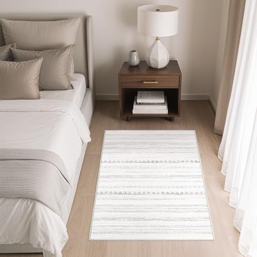 Boho 2x3 Washable Area Rug Non Slip Carpet for Entryway Gray (Boho Grey / 2' X 3' (Rectangular))
