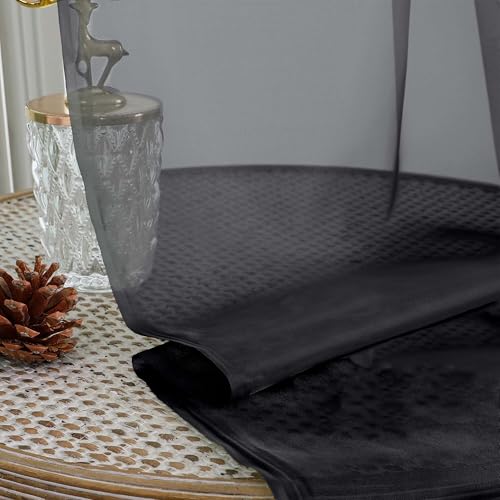 Extra Long Black Sheer Curtains for Bedroom Living Room 108 Inches Long 2 Panels Set (Black / 59"W x 108"L (Pack of 2))
