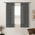 Charcoal Grey Pleated Linen Semi Sheer Curtains 45 Inch Length 2 Panels (Charcoal Grey / 40"W x 45"L (Pack of 2))