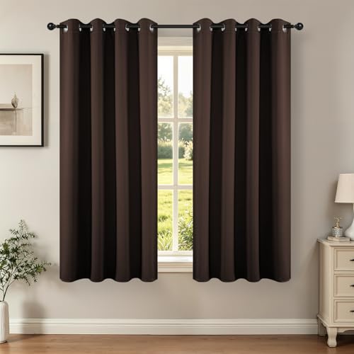 Blackout Curtains 72 Inch Length 2 Panels Set (Chocolate / 52"W x 72"L (Pack of 2))