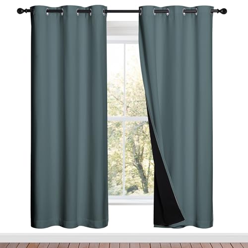 Full Shade Curtain Panels (Greyish Blue / 37"W x 70"L (Pack of 2))