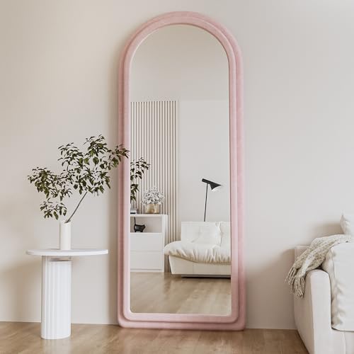 Floor Mirror Full Length Mirror with Stand (Arched - Pink)