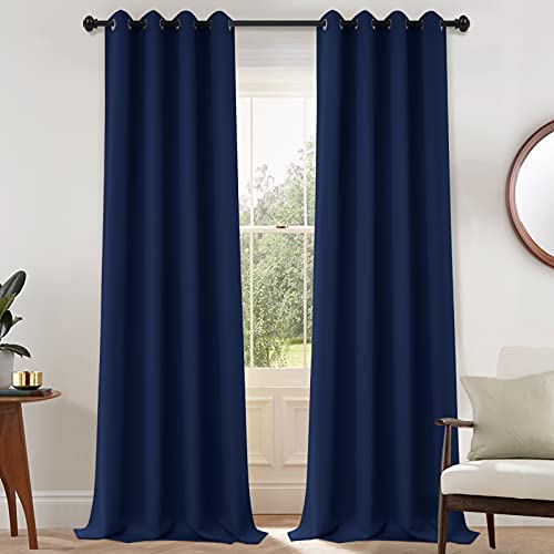 Room Darkening Curtains 52x108 inch Length Navy Blue (Navy Blue / 52"W x 108"L (Pack of 2))