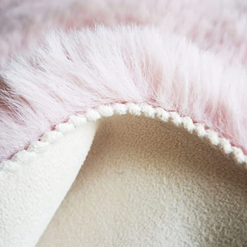 Soft Faux Sheepskin Fur Rug 2x6 Pink Fluffy Bedside Rugs Plush Rug Shag Nursery Carpet Area Rugs for Living Room Bedroom Playing Room Decor (Pink / 2*6 Sheepskin)