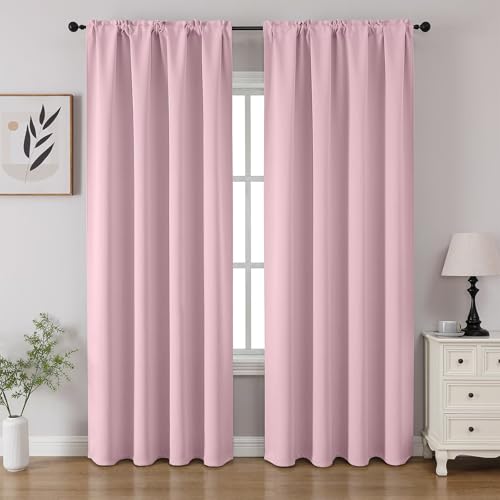 Light Pink Blackout Curtains 84 inch Length 2 Panels Set (Light Pink / 52"W x 84"L (Pack of 2))