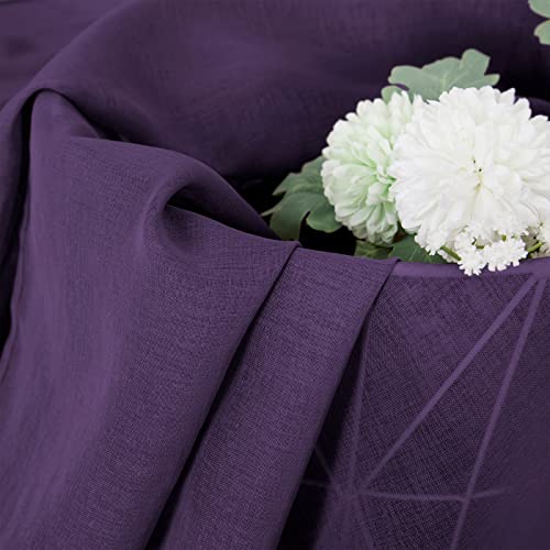 Sheer Tier Curtain Linen Textured Half Kitchen Curtains Sheer Light Filtering Rod Pocket Voile Small Curtains for Bathroom (25"W x 36"L (Pack of 2) / Royal Purple)